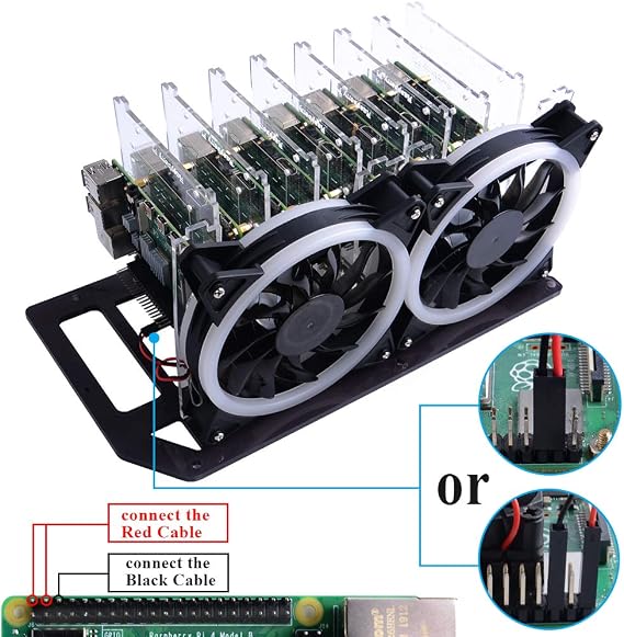 GeeekPi Cluster Case for Raspberry Pi - Stackable 8-Layer Rack With 120mm RGB LED 5V Cooling Fan for Raspberry Pi 4B/3B+/3B/2B/B+ and Jetson Nano