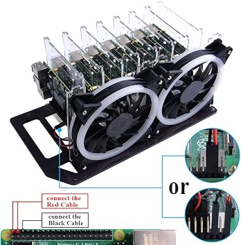 GeeekPi Cluster Case for Raspberry Pi - Stackable 8-Layer Rack With 120mm RGB LED 5V Cooling Fan for Raspberry Pi 4B/3B+/3B/2B/B+ and Jetson Nano