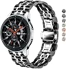 DEALELE Stainless Steel Metal Replacement Bands for Samsung Gear S3 / Galaxy Watch 46mm / Galaxy Watch 3 45mm, 22mm, Black/Silver, Unique Design, Easy Installation
