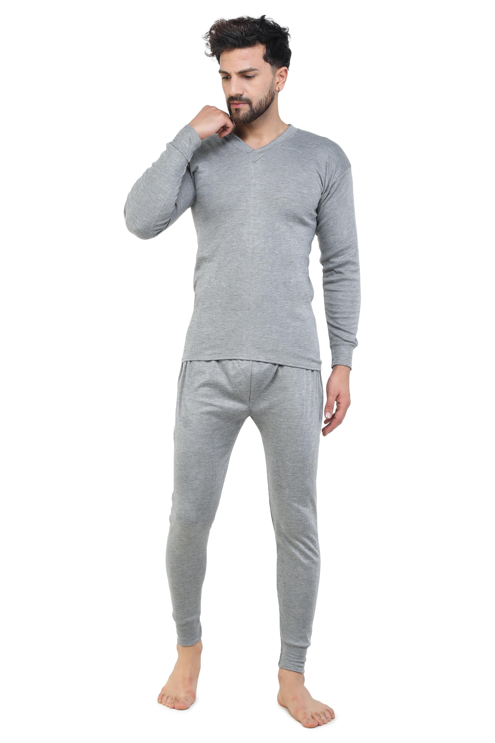 Men's Winter Wear Thermal Set [V Neck Upper/Top + Trouser/Lower] Set of 01-picture-46
