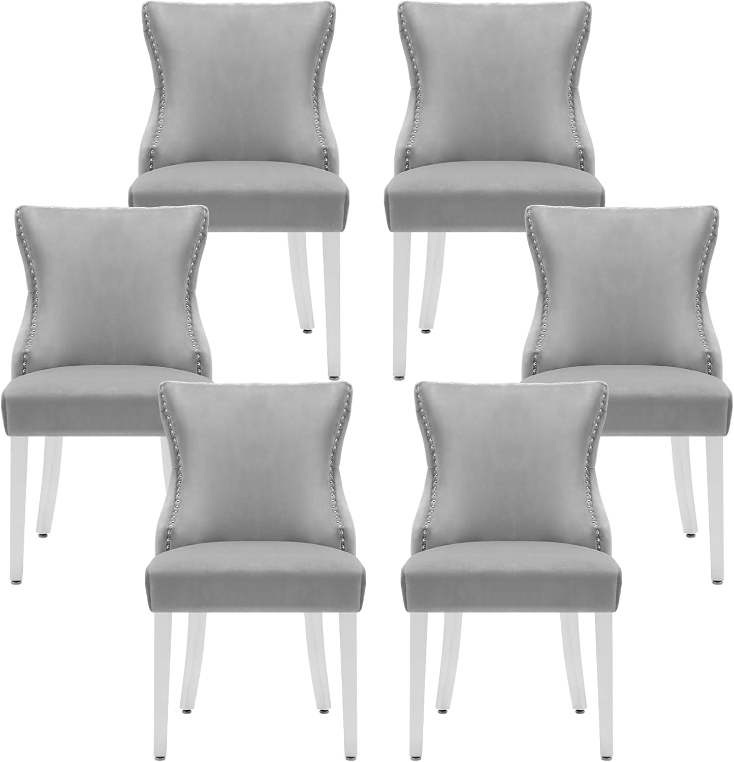 UDAX Velvet Dining Chairs Set of 6, Upholstered Tufted