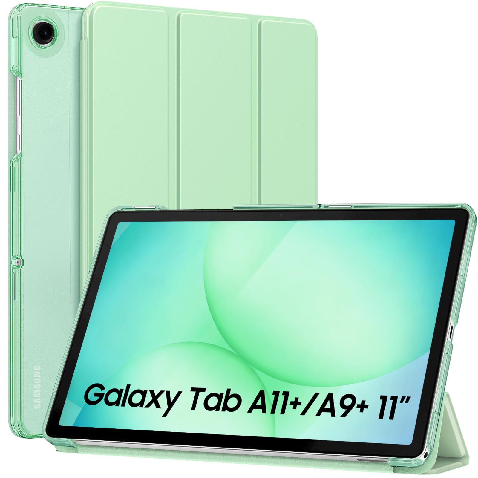 MoKo Slim Case for Samsung Galaxy Tab A11+ Plus/ A9+ Plus 11 Inch, Green | Smart Stand Hard PC Translucent Back Shell Cover for Galaxy Tab A11+/A9+ Tablet, Auto Sleep/Wake, 2 Adjustable Angle
