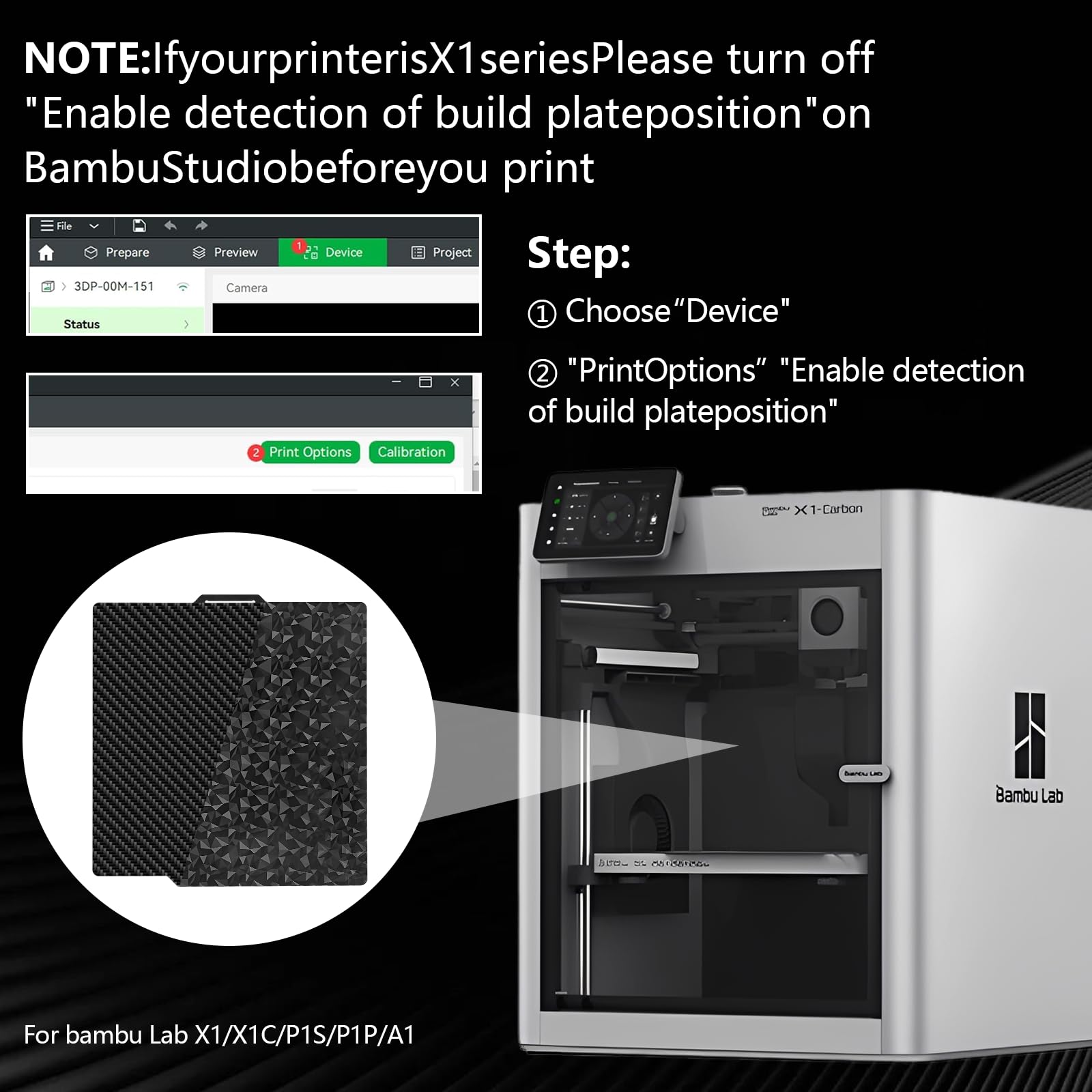 Hossom 3D-podłoże dwustronne dla Bambulab X1, X1C, X1E, P1P, P1S, A1, BIQU CryoGrip Pro, Glacier Panda, podłoże dwustronne PEO+PET dla drukarki 3D Bambu Lab, platforma podłoża dla podłóż Bambu Lab