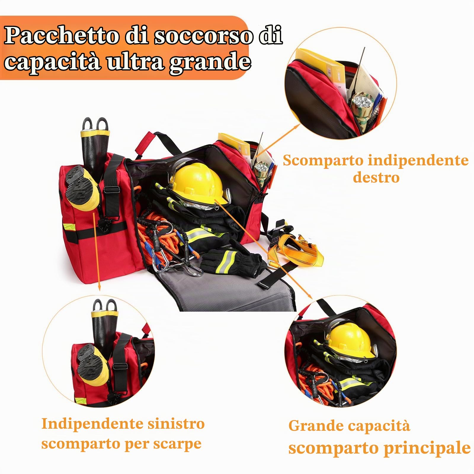Borsa professionale di primo soccorso, borsa medica grande con riflettente, per paramedici, vigili del fuoco, EMT ed eventi di emergenza