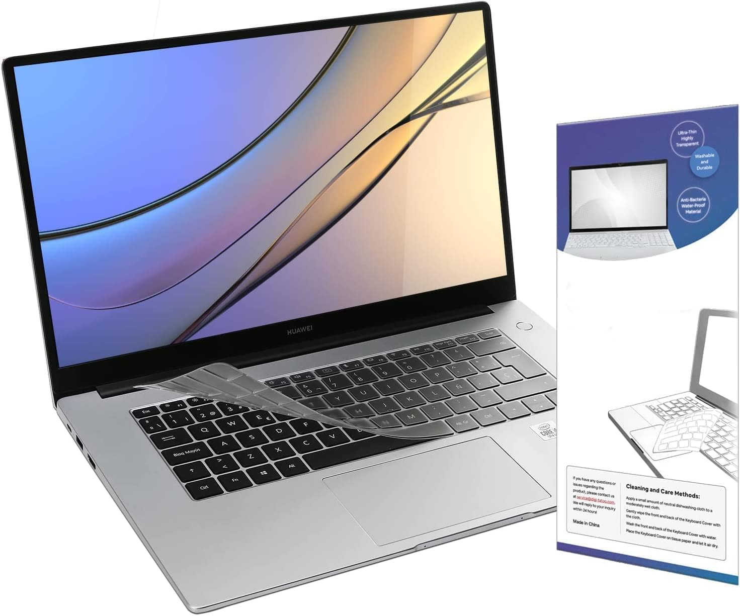 【Diseño UE/Reino Unido】 Protector de teclado compatible con Huawei Matebook X Pro/Matebook 14 (2024)/Matebook D14 (2023~2024)/Matebook 13s 14s 16s, funda protectora ultrafina para teclado transparente