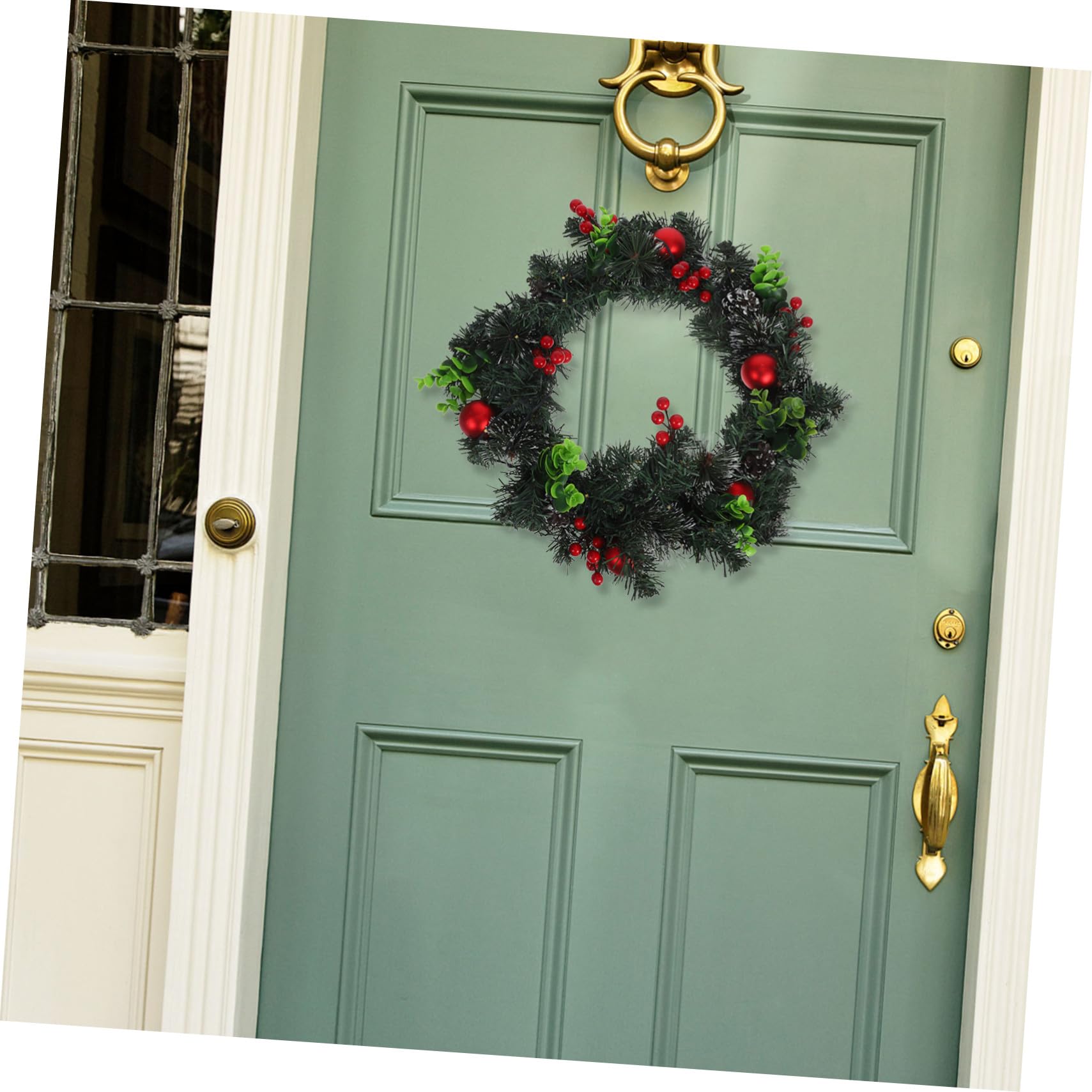 BESTOYARD Guirnalda Navideña Iluminada de PVC con Bayas Rojas para Puerta y Pared Adorno de Fiesta