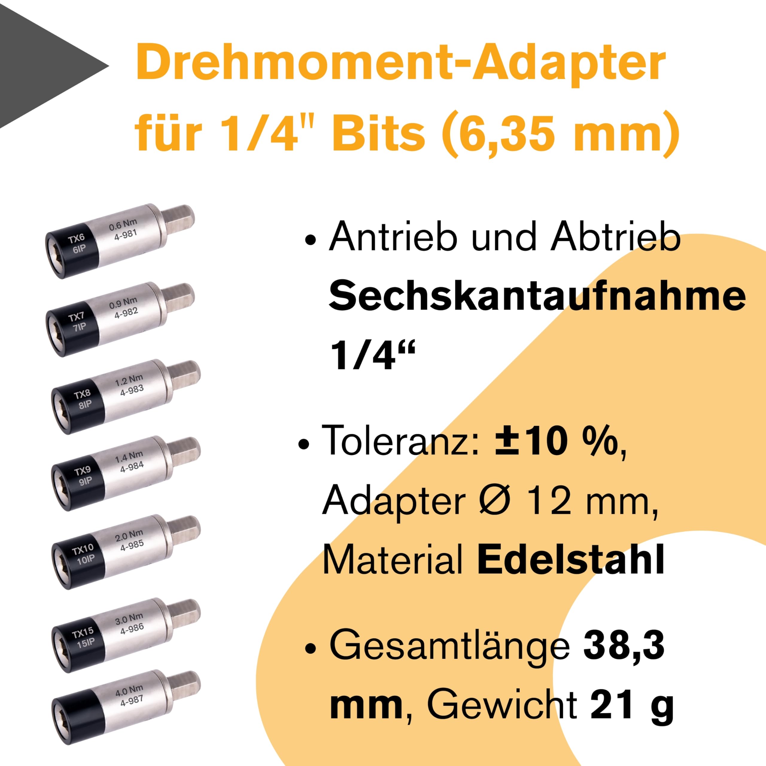 BERNSTEIN 4-987 Drehmoment-Begrenzer Adapter 4.0 Nm, für 1/4 Zoll Bits | Prozesssicherheit & Auslösegenauigkeit | Präzisions-Drehmoment