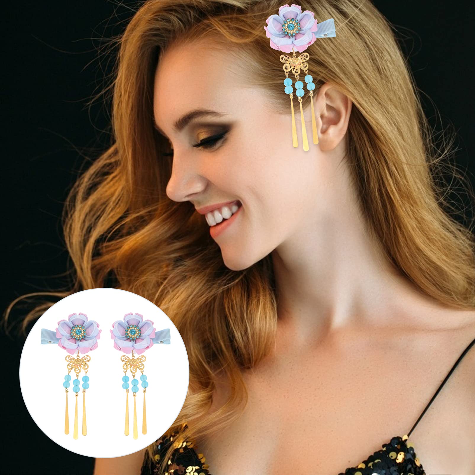Amazon.com : Lurrose 1 Pair Japanese Style Hair Clips Flower Hair