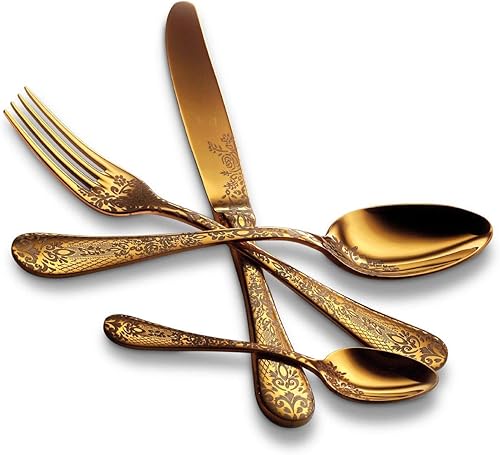 Miniatura 2 de MEPRA 1095CB22030D Ice Oro - Juego de cubiertos de 30 piezas, acabado dorado cepillado, cubiertos aptos para lavavajillas