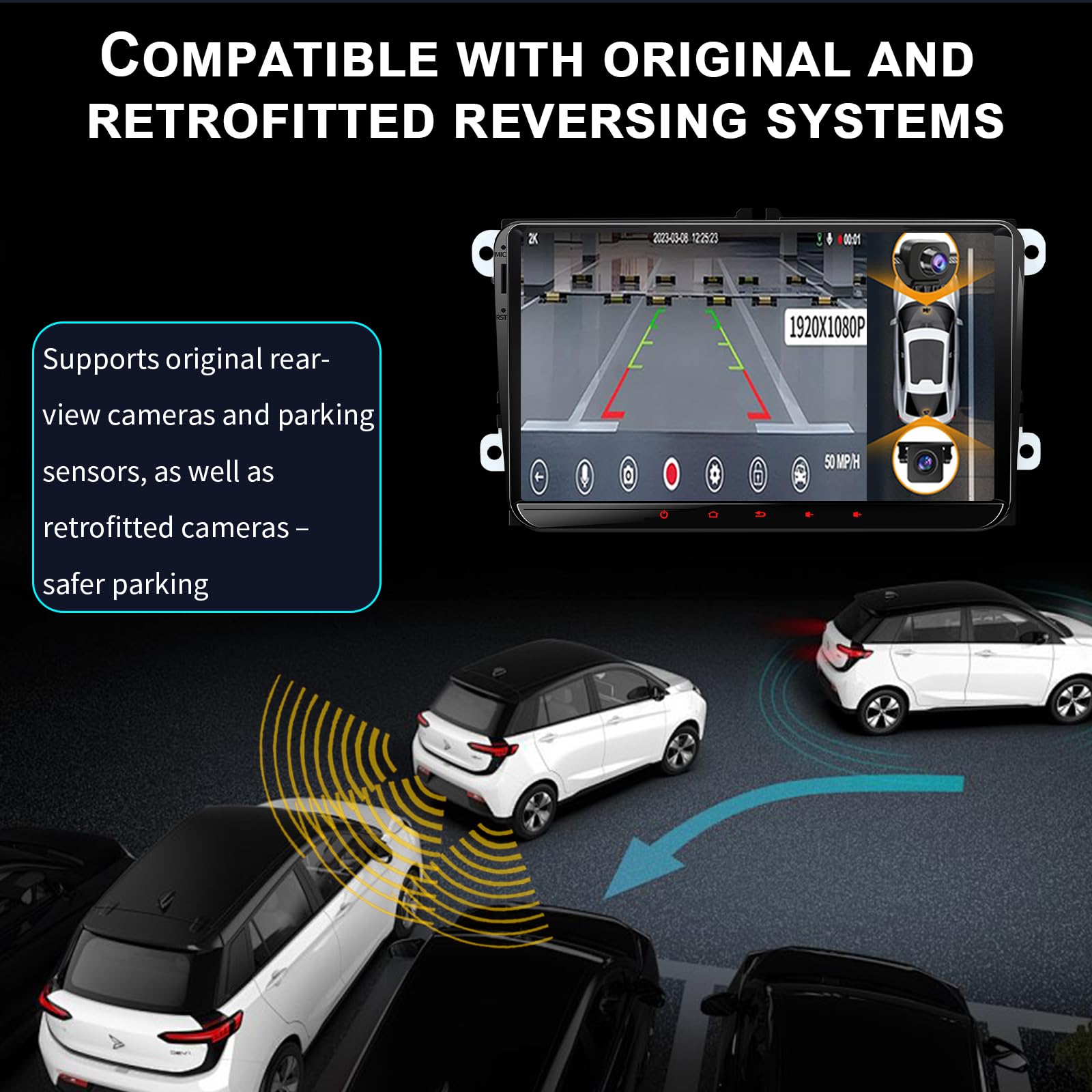Autoradio per VW Golf 5 6 T5 Polo Sharan Passat Tiguan, [Android 15.0 4GB+64GB 8-core] Autoradio CAWELL doppio DIN con 4G/navigazione/Bluetooth/RDS/USB/FM/SD/RCA/CarPlay