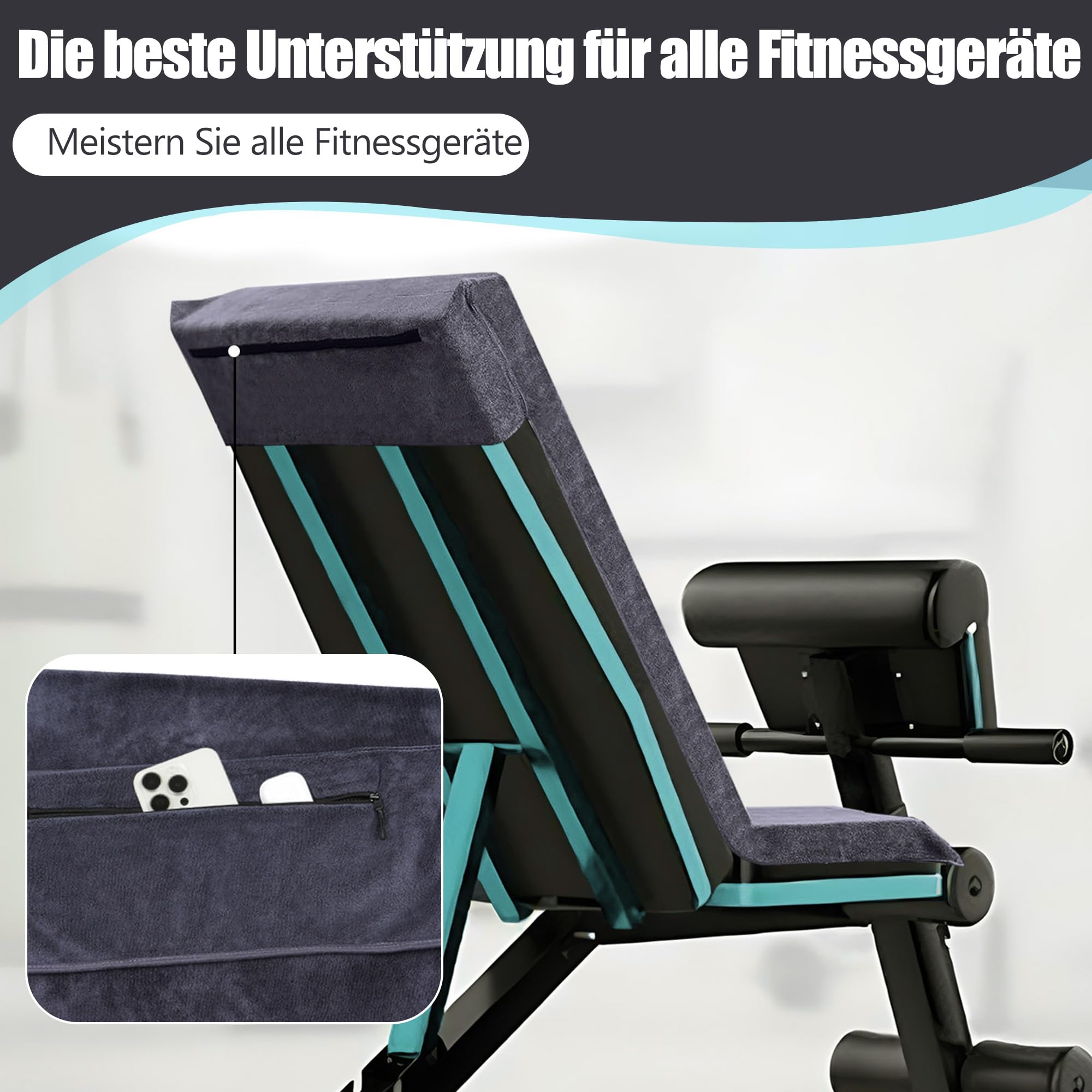 Elvior Fitnesshanddoek, 120 x 50 cm, sporthanddoek, antislip