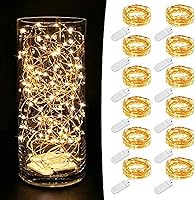 MUMUXI 12 Pack Battery Operated Fairy Lights 7.2ft 20 Warm White LEDs - Flexible Copper Wire for Weddings, Parties, Mason Jars, Christmas Decor