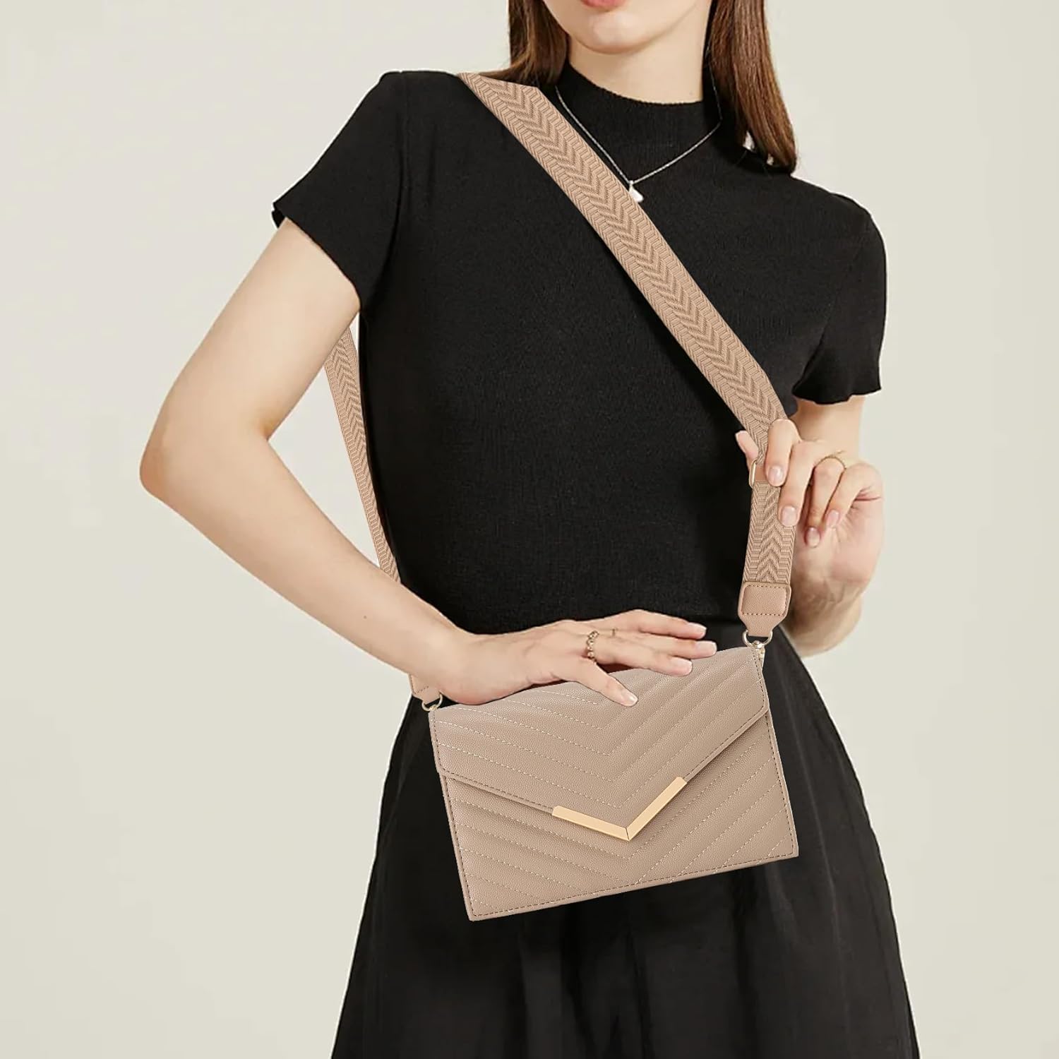 Women's Crossbody Bag-Classic Quilted Vegan Leather Purse Shoulder Handbag with Adjustable Wide Strap - Image 2