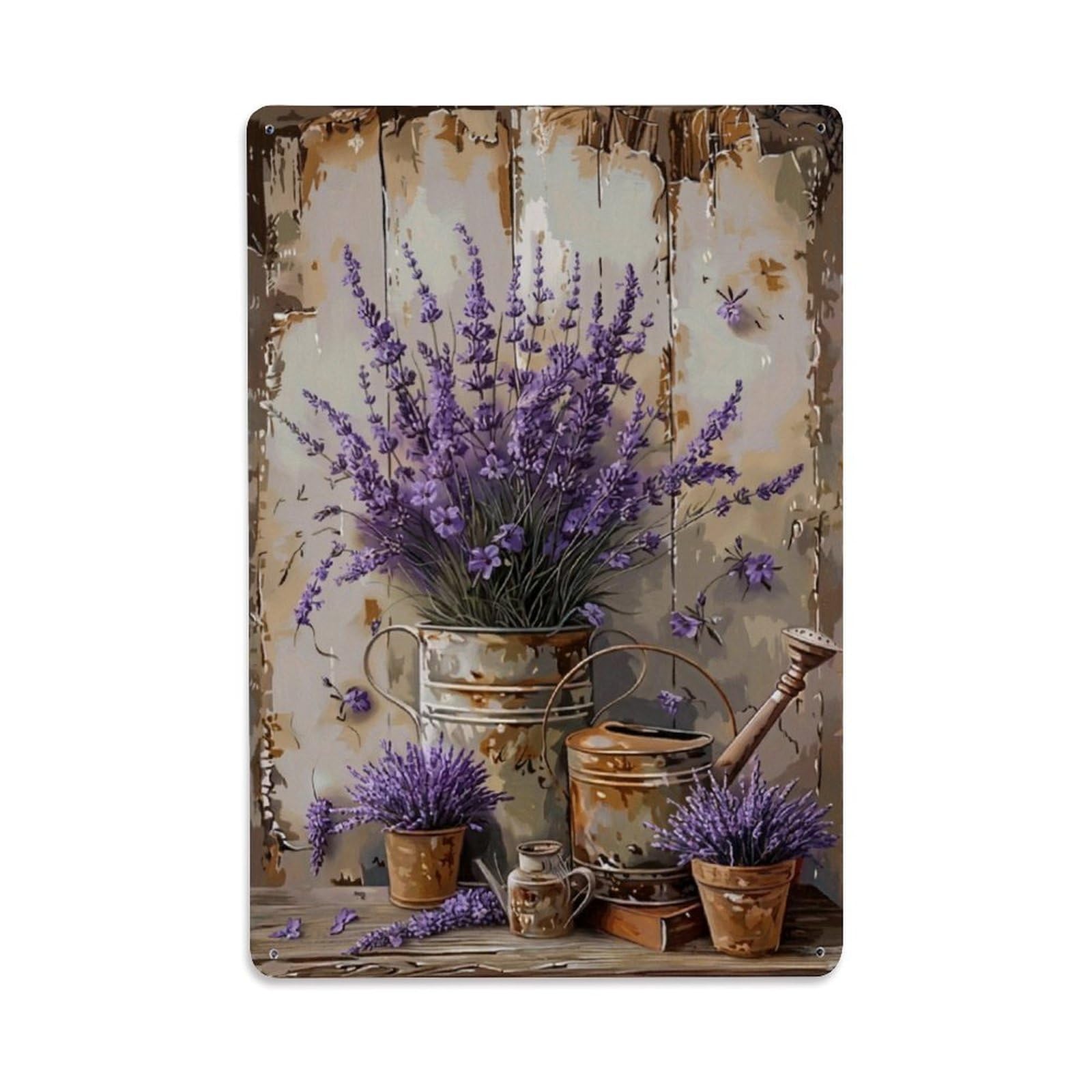 Vintage Flower Bunch Limonium Pastoral Aesthetics Metal Tin Sign