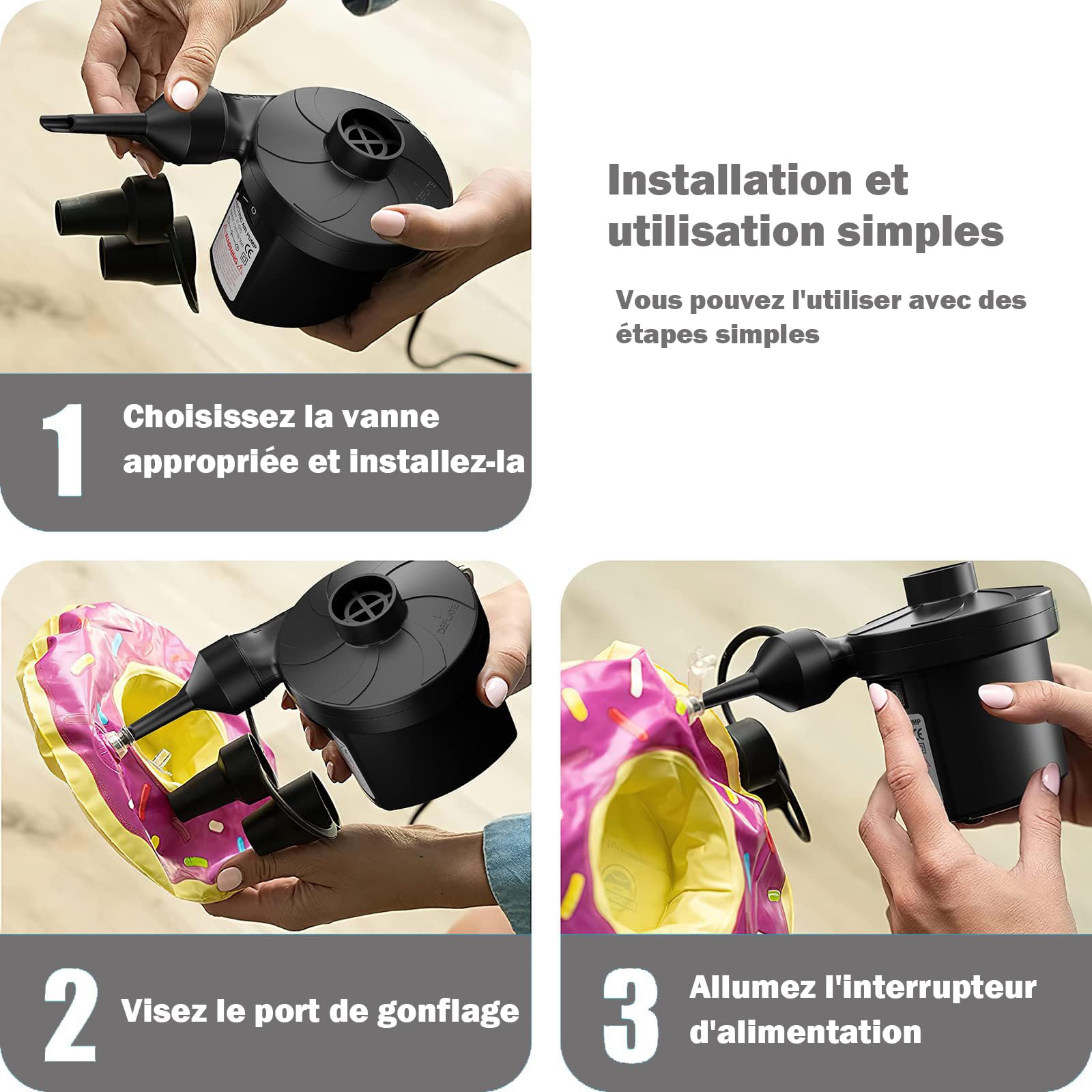 Pompe à Air Électrique 240V/12V - Gonfleur/Dégonfleur 5000Pa Pour Matelas, Piscine