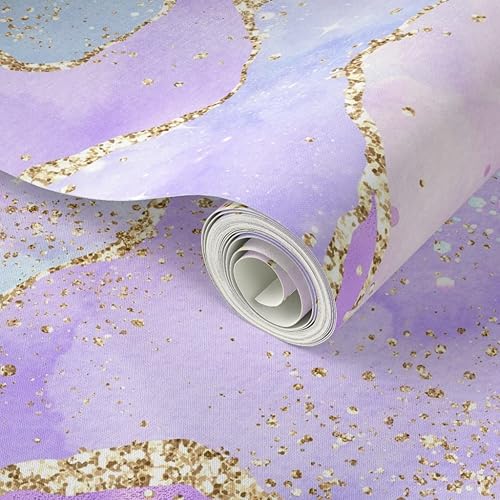 Miniatura 2 de Papel tapiz para despegar y pegar, acuarela pastel, lila, morado, lavanda, azul, púrpura, nubes, cielo, extraíble, personalizable, por Spoonflower