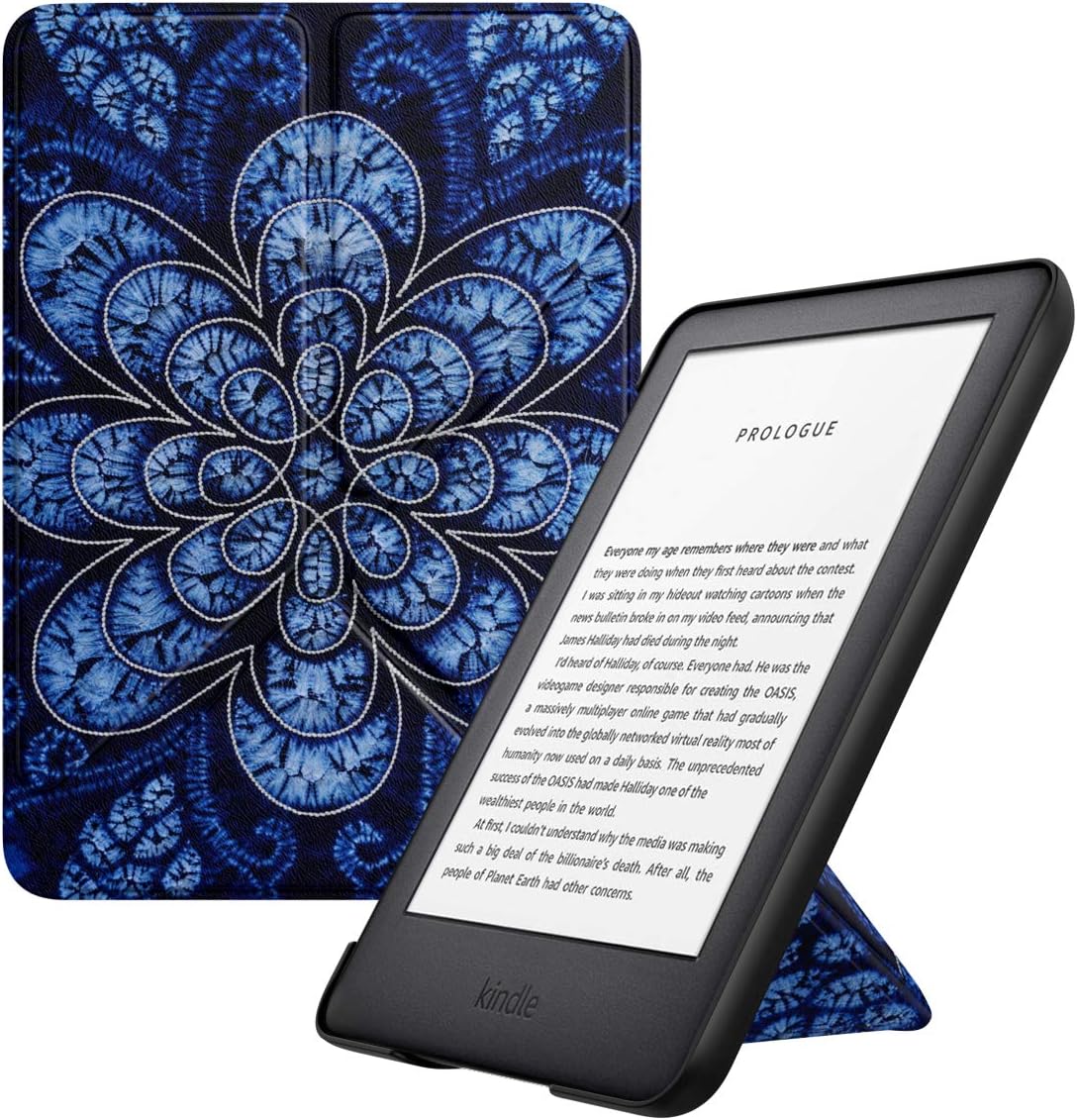 MoKo Case Fits All-New Kindle (10th Generation - 2019 Release Only), Standing Origami Shell Cover with Auto Wake/Sleep, Will Not Fit Kindle Paperwhite 10th Generation 2018 - Rattan Flower Blossom