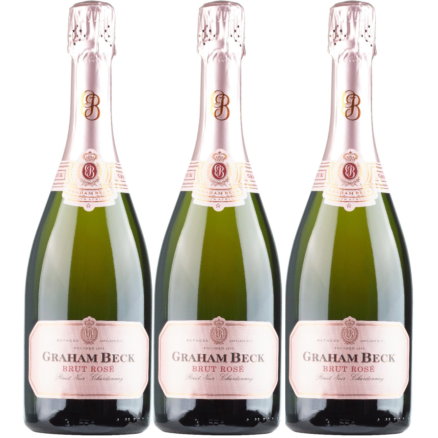 Graham Beck MCC Brut Rosé Chardonnay Pinot Noir Schaumwein rosé Südafrika inkl. FeinWert E-Book (3 x 0,75l)