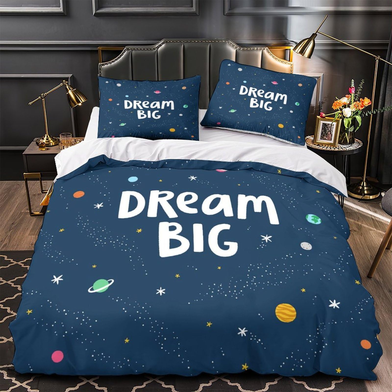 Housse de couette libellule 200x200 avec 2 taies d'oreiller pour lit double