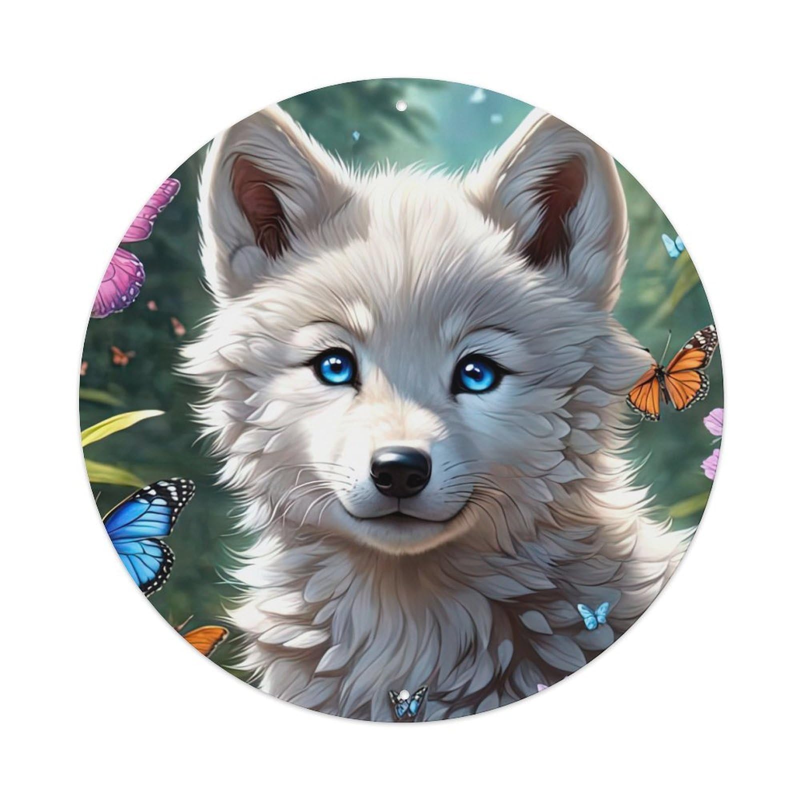 Animal Artwork Blue Eyed Puppy Metal Tin Sign