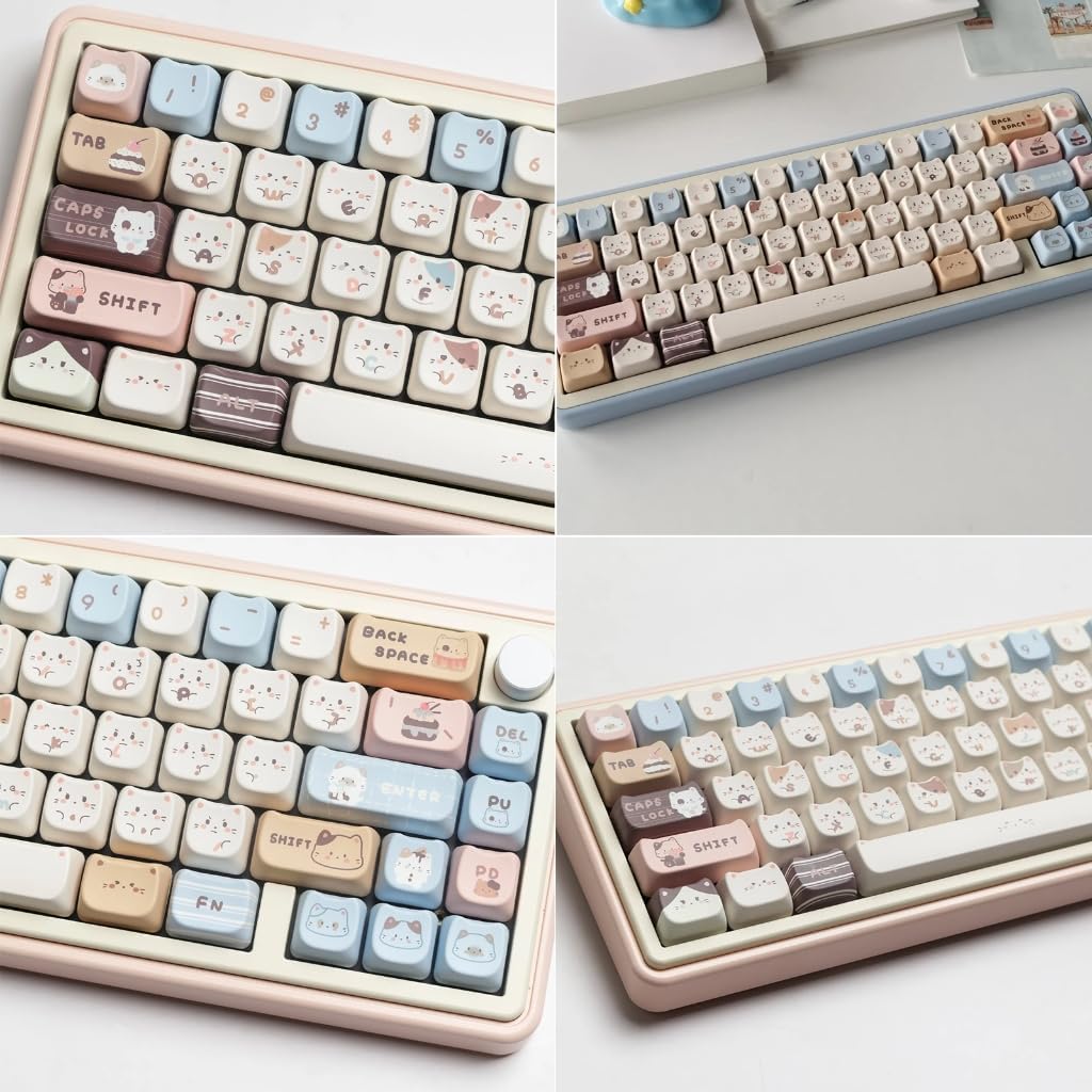 Sea Salt Kitten Keycaps Mao Profile Keycap for Personalizing Mechanical Keyboards