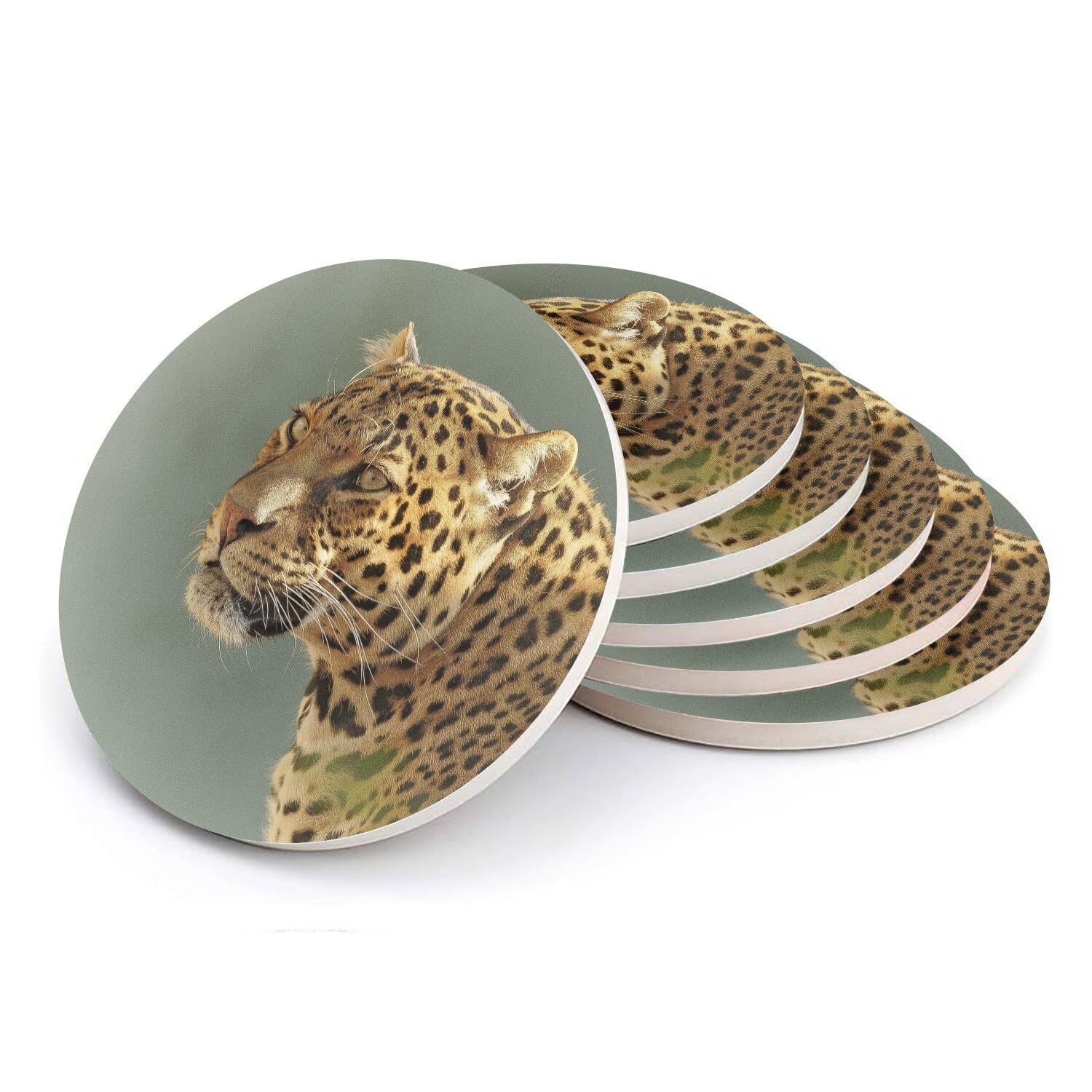 Sous-verre ronds en céramique léopard de style sauvage et chic pour table élégante
