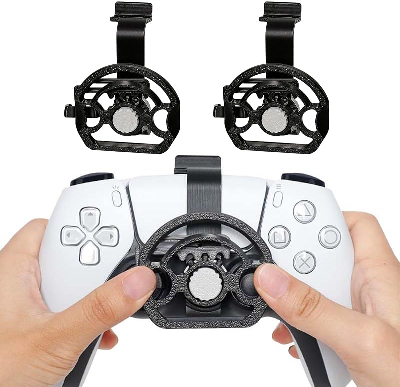 Xhiver Ps-5 Controller Mini Steering Wheel Attachment 2 Pack for DualSense,Enhanced Grip & Control,Stable & Secure Design,Easy Install Racing Accessory for PS-5 Accessories,Black
