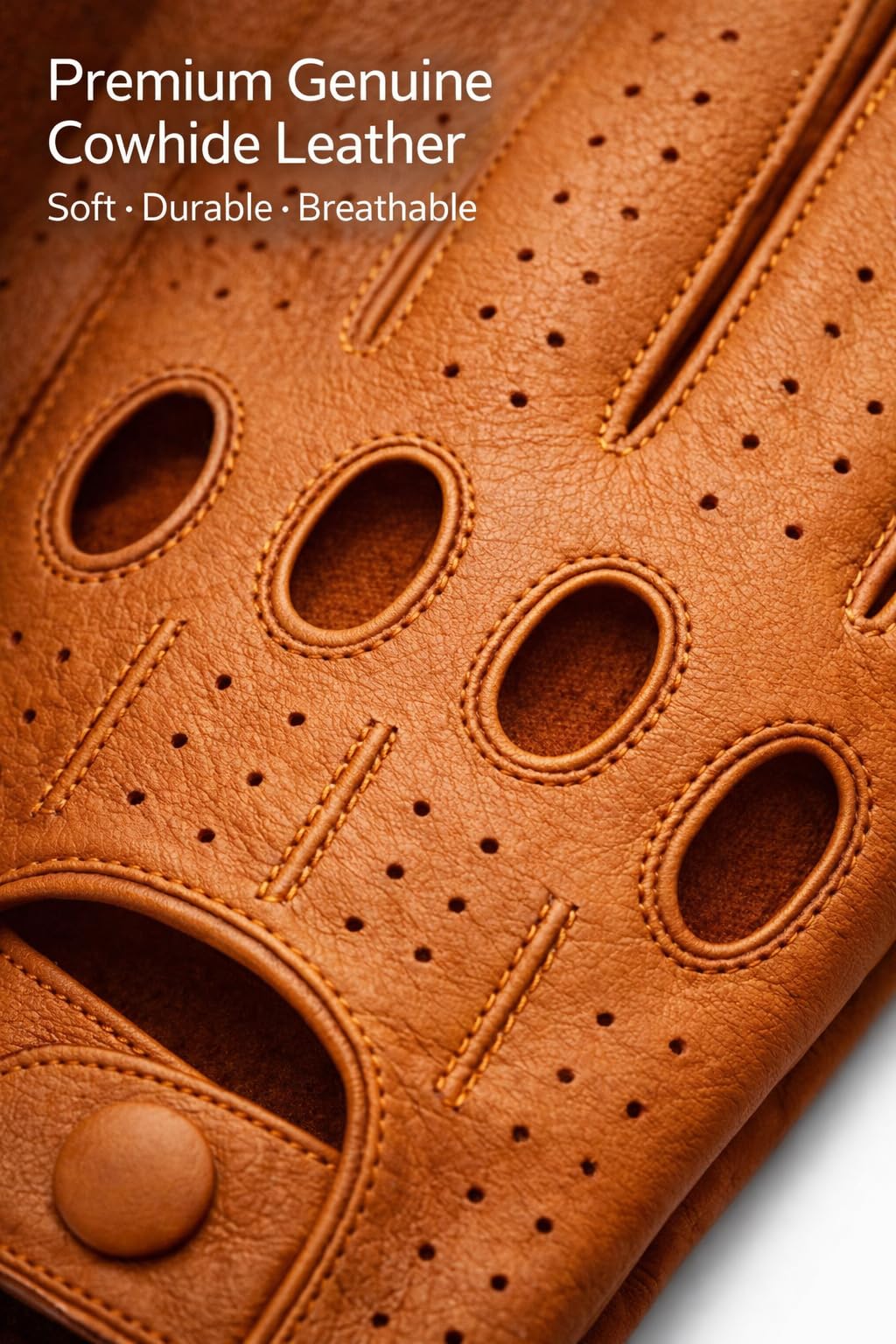 Riparo Gants de Conduite Automobile en Cuir Riparo pour Hommes Gants en Cuir à Doigts complets (M, Cognac)