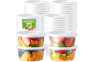 100Pcs 8oz Deli Containers with Airtight Lids