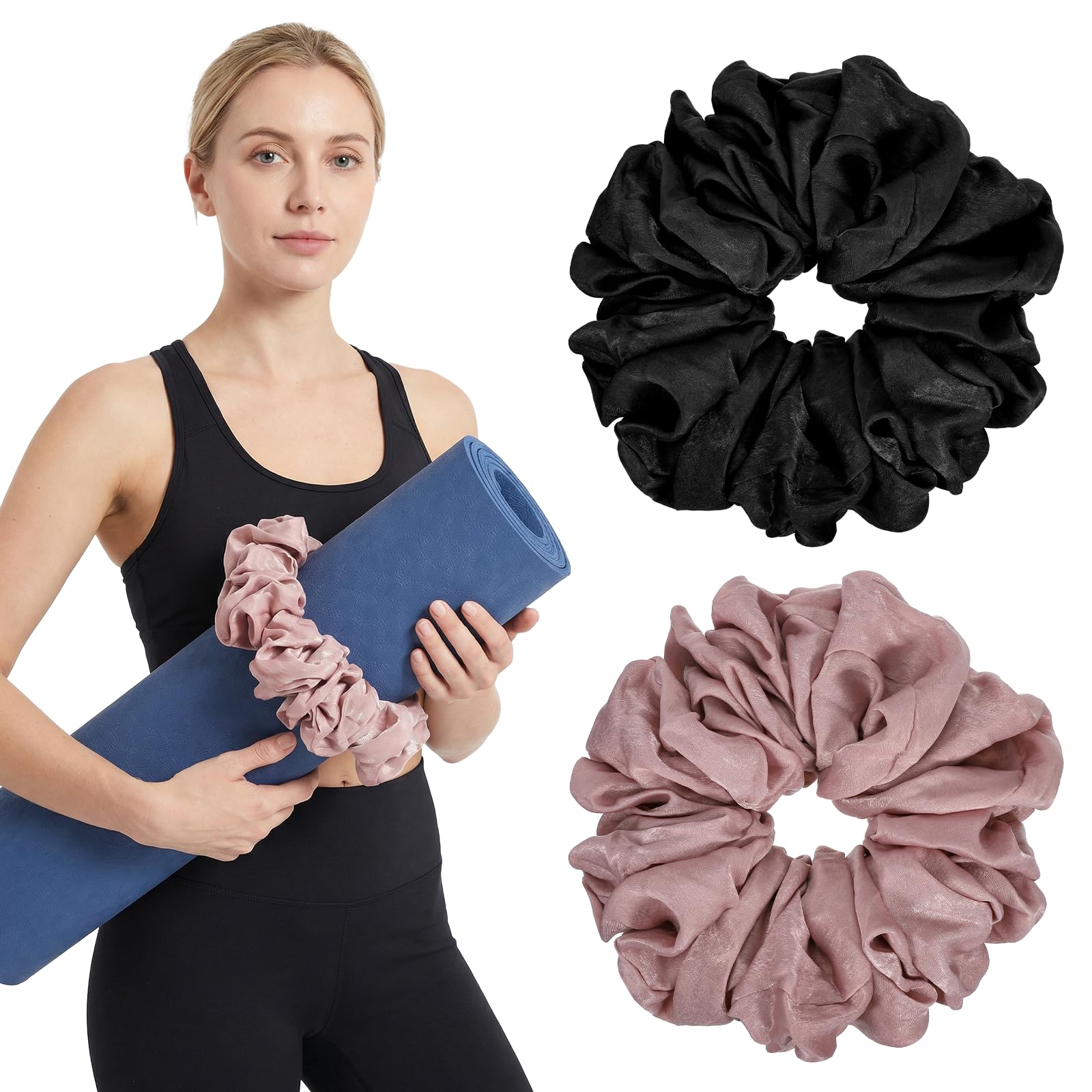ElevateTech Yoga Mat Scrunchie Yoga Strap for Carrying Mat Durable & Elasticity Fabric MatHolder Fits All Standard YogaMats 2PCS (Mat Not Included)