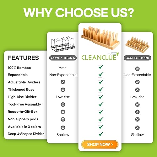 Miniatura 5 de Organizador de ollas y sartenes debajo del gabinete, organizadores expandibles de bambú para utensilios de hornear y tablas de cortar, estante