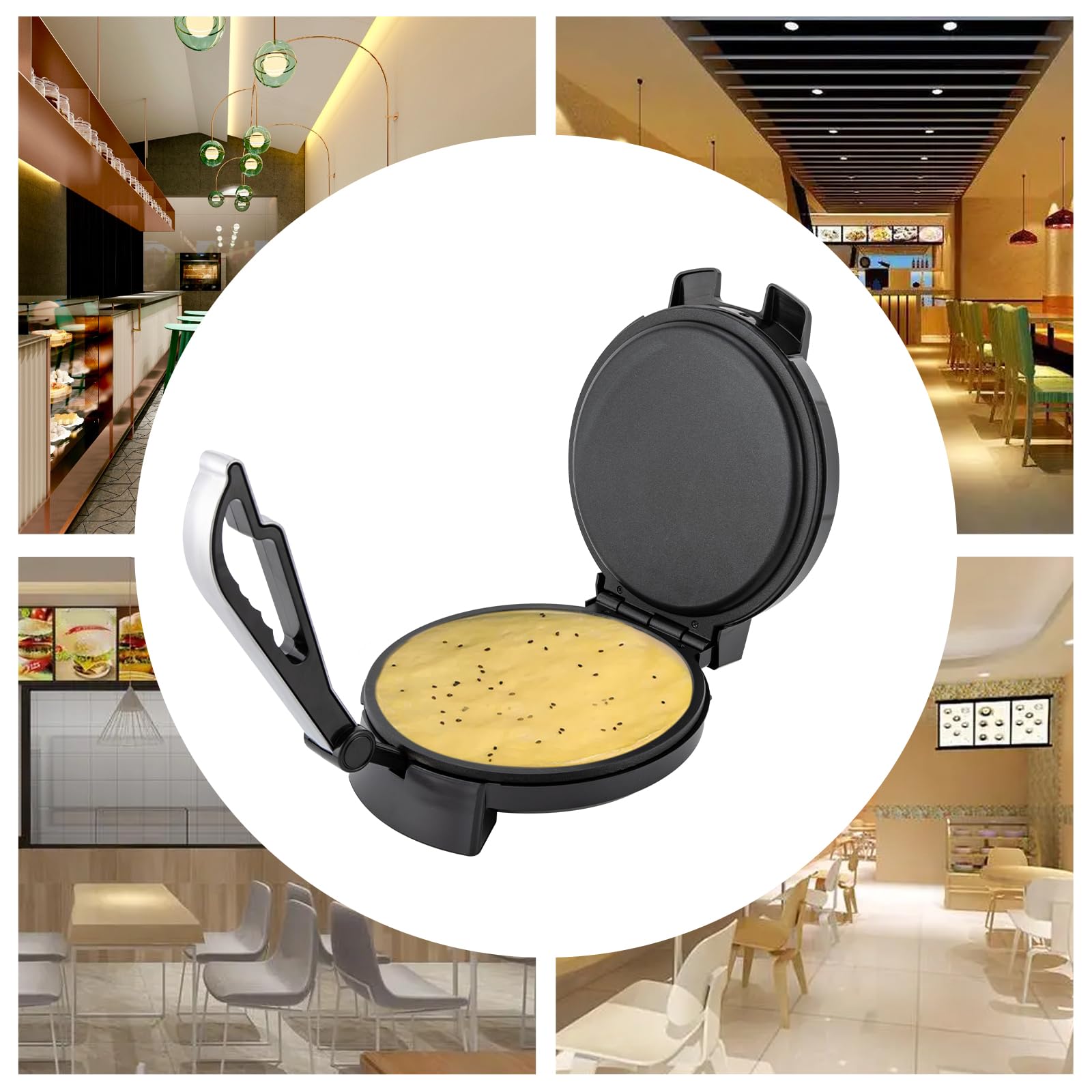 34cm Roti Maker YUNRUX Tortilla Press electric mexico style taco prensa automática acero inoxidable tortilla maker antiadherente quesadilla Chapati Maker in Indischen Stil Tortilla Machine (ID033)