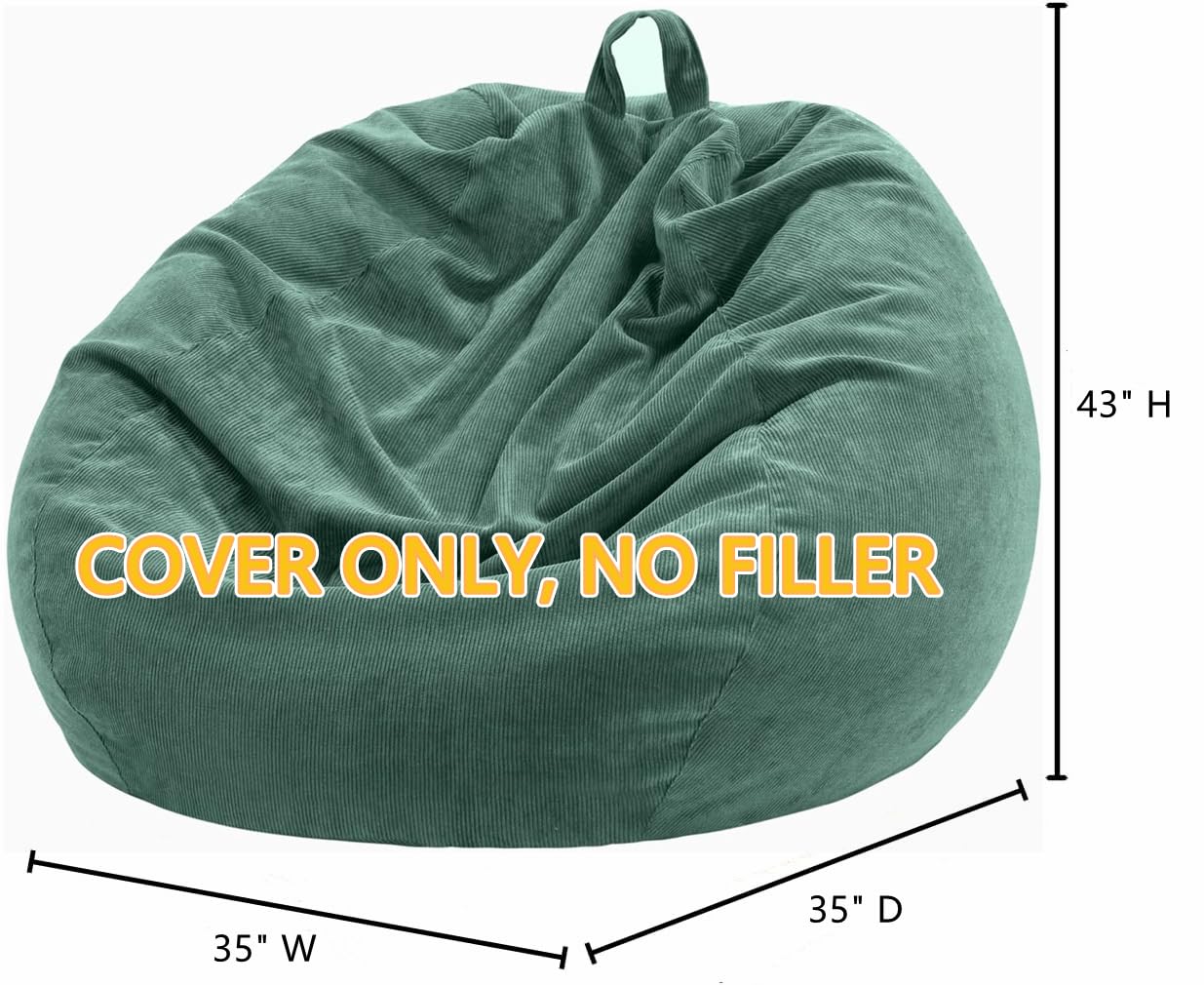 Nobildonna 3 ft Bean Bag Chair Cover (No Filler) for Adults and Kids 300L Extra Large Stuffed Animal Storage Bean Bag Washable Soft Premium Corduroy Stuffable Bean Bag Cover - Image 2