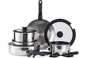 Juego de ollas de cocina de acero inoxidable Country Kitchen con mango...