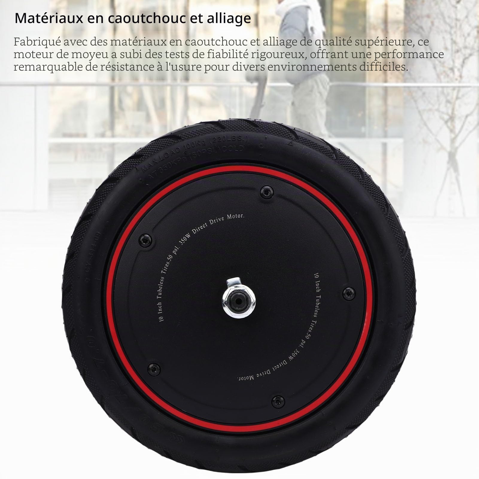 Roue de Moteur de Moyeu de Trottinette Électrique pour Xiaomi 4 Pro, 36V 350W Moteur à Entraînement de Roue Avant de Scooter Électrique de 10 Pouces Silencieux