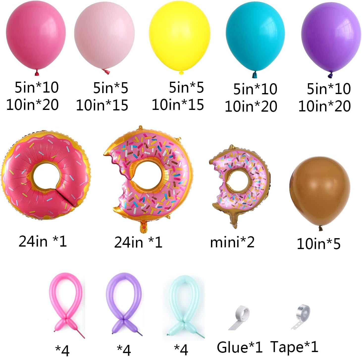 153Pcs Rainbow Donut Balloon Arch Garland Kit with Sprinkles Donut Ice Cream Lolly Foil Balloons for Girls Kids Candyland Sweet One Two Sweet Donut Grow Up Birthday Party Decorations - Image 2
