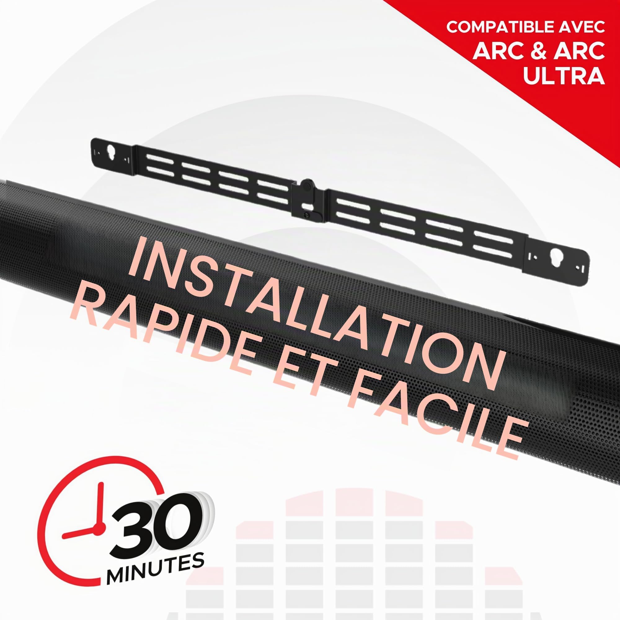 Sound bass Arc Wall Mount Bracket, Noir, Compatible avec Sonos Arc et Arc Ultra, Profondeur Réglable, Tout Le Matériel Inclus, Conçu au Royaume-Uni.