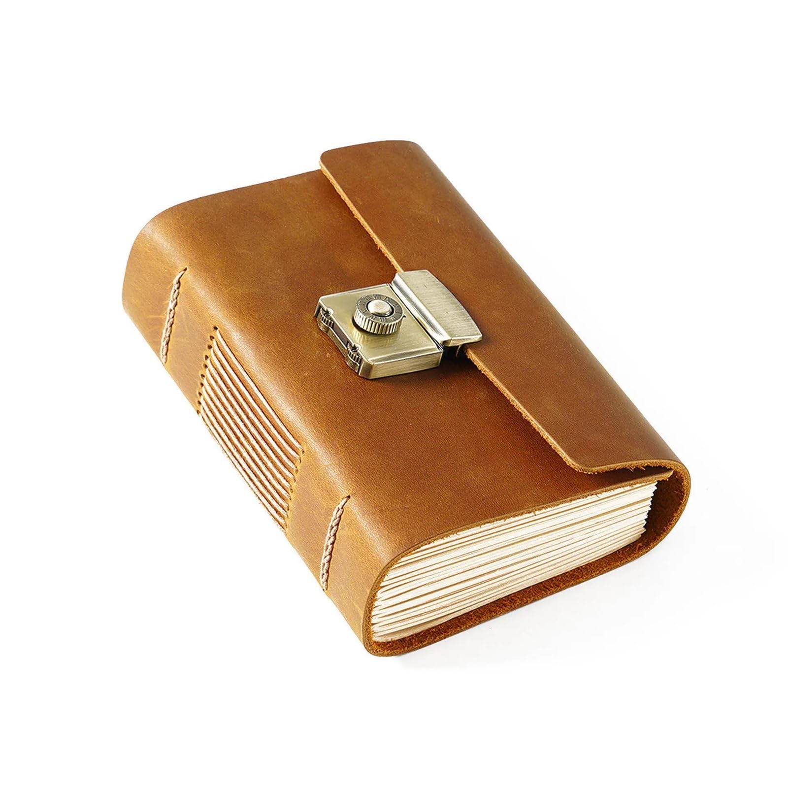 Journal intime avec code Carnet de notes vintage en cuir fait main, journal intime antique avec mot passe Crazy Horse, style magique (A5, A6, A)(A7 brown)