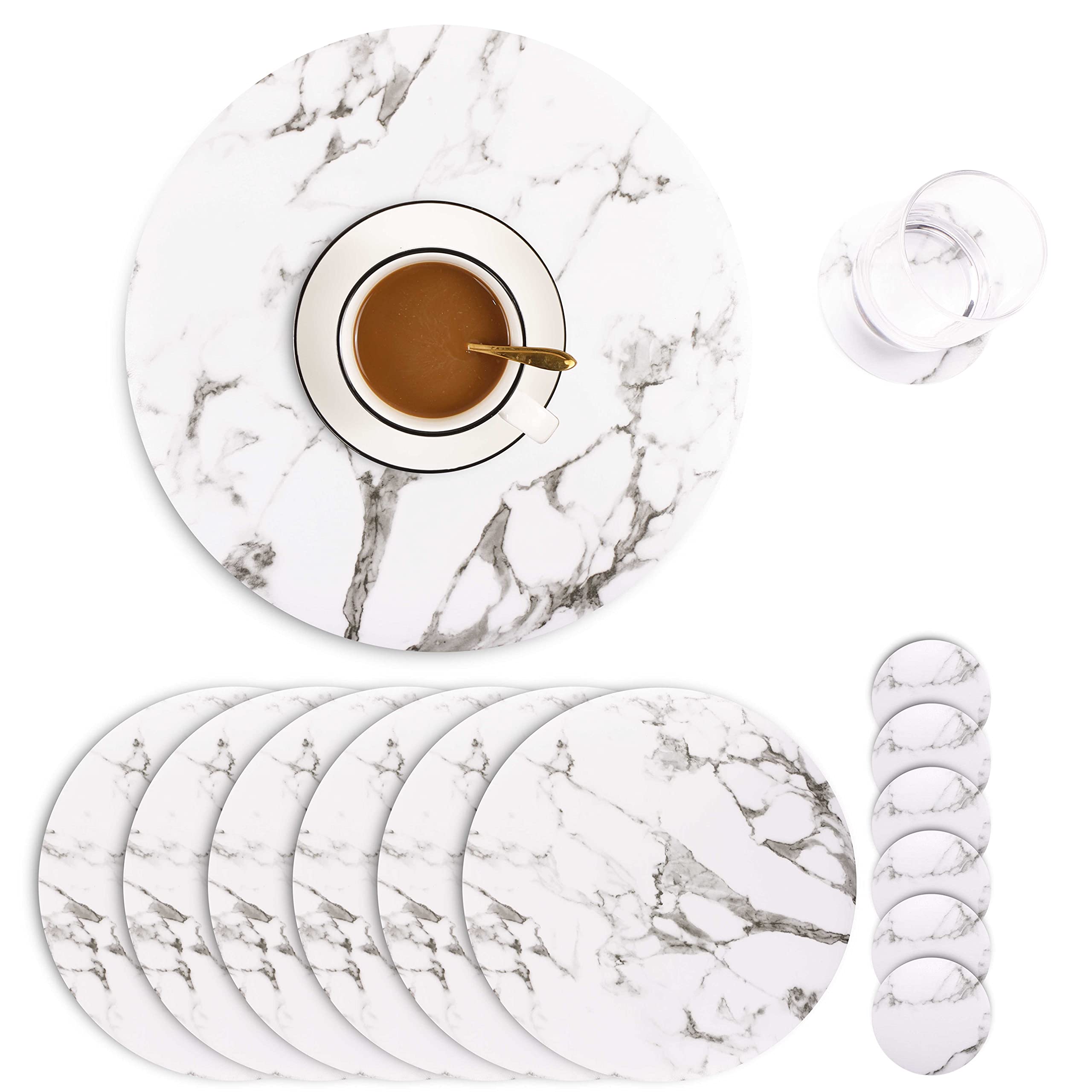 Sets de table en marbre Jovono et dessous de verre étanches pour cuisine