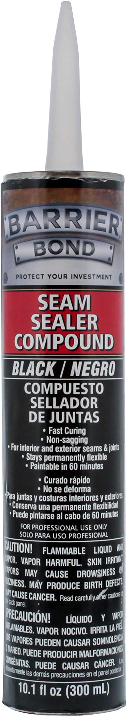 Barrier Bond Automotive Seam Sealer, 10.1oz Tube, Black Polyurethane Sealant, Car & Panel Bond