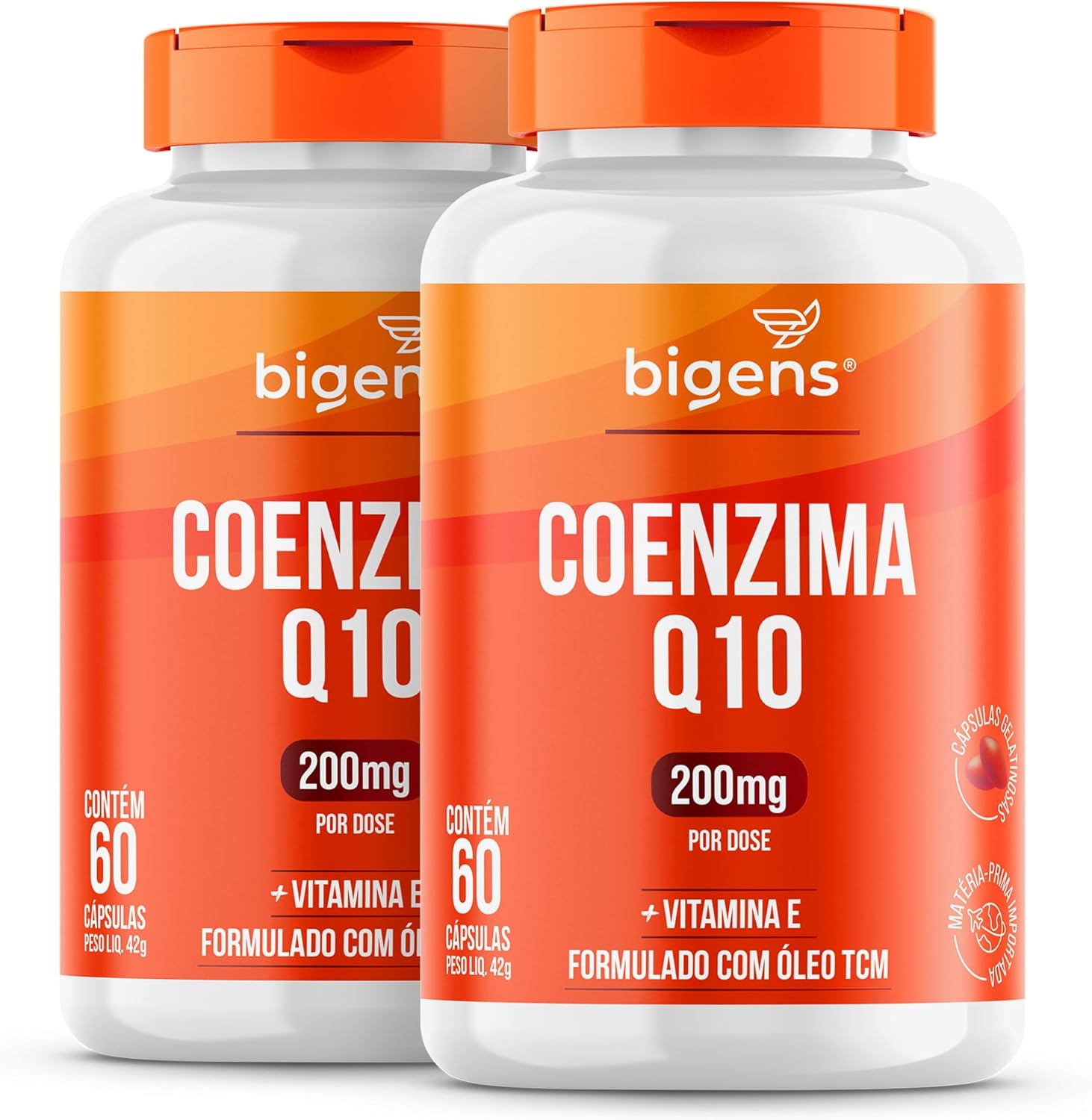 Coenzima Q10 200mg com vitamina E 10mg, alta concentração, Bigens 60 ...