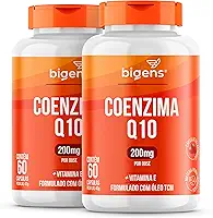 Coenzima Q10 200mg com vitamina E 10mg, alta concentração, 60 cápsulas, Biogens (Kit 2x)