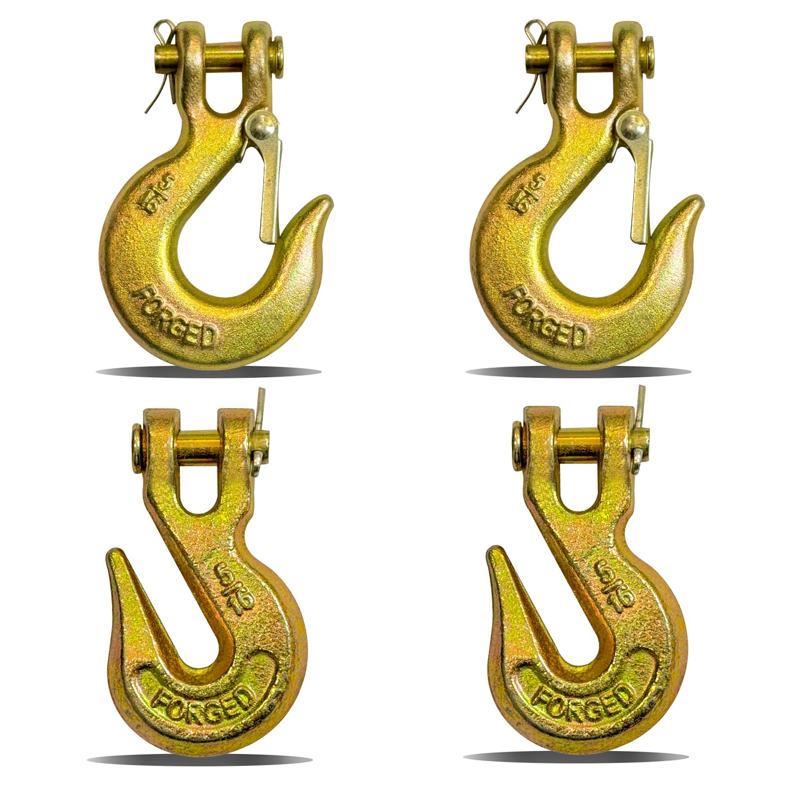 HENBOW 5/16" Chain Hooks,Clevis Grab Slip Hook,2 Types Transport Trailer Chain Hook，5400LBS Work Load Limited Capacity，Yellow Zinc G70 Alloy Forged