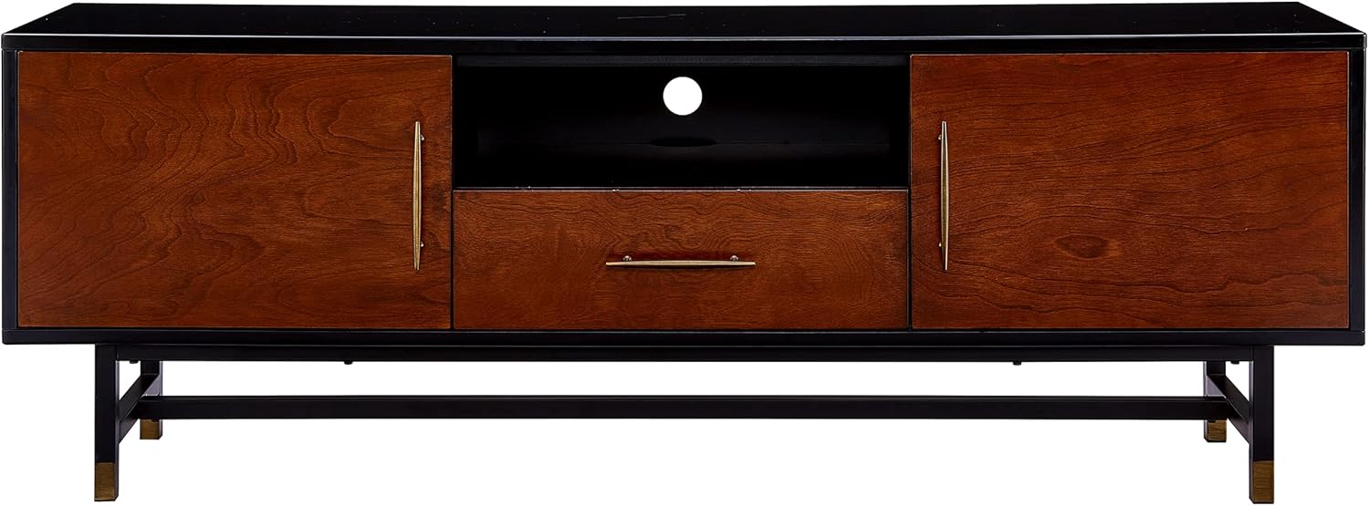 SEI Furniture Blynn Midcentury Modern Media Console TV Stand, Black