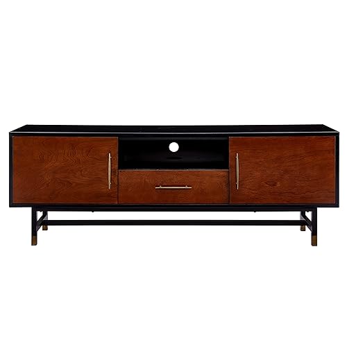 SEI Furniture Blynn Midcentury Modern Media Console TV Stand, Black