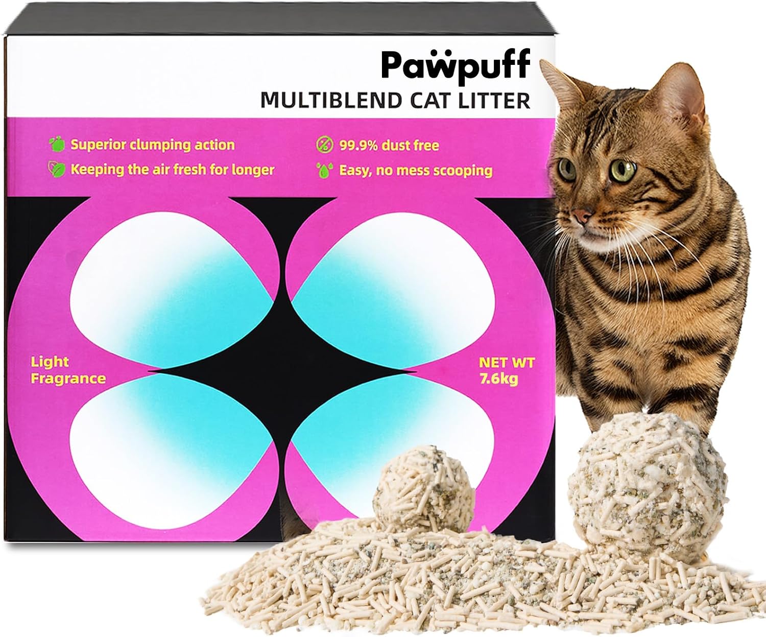 Mixed Tofu Cat Litter Strong Clumping Litter 99.9% Dust Free and Flushable Cat Litter, Mixed Tofu and Bentonite Natural Sustainable Ingredients Odor Control, Low Tracking(16.8lb, Fresh)