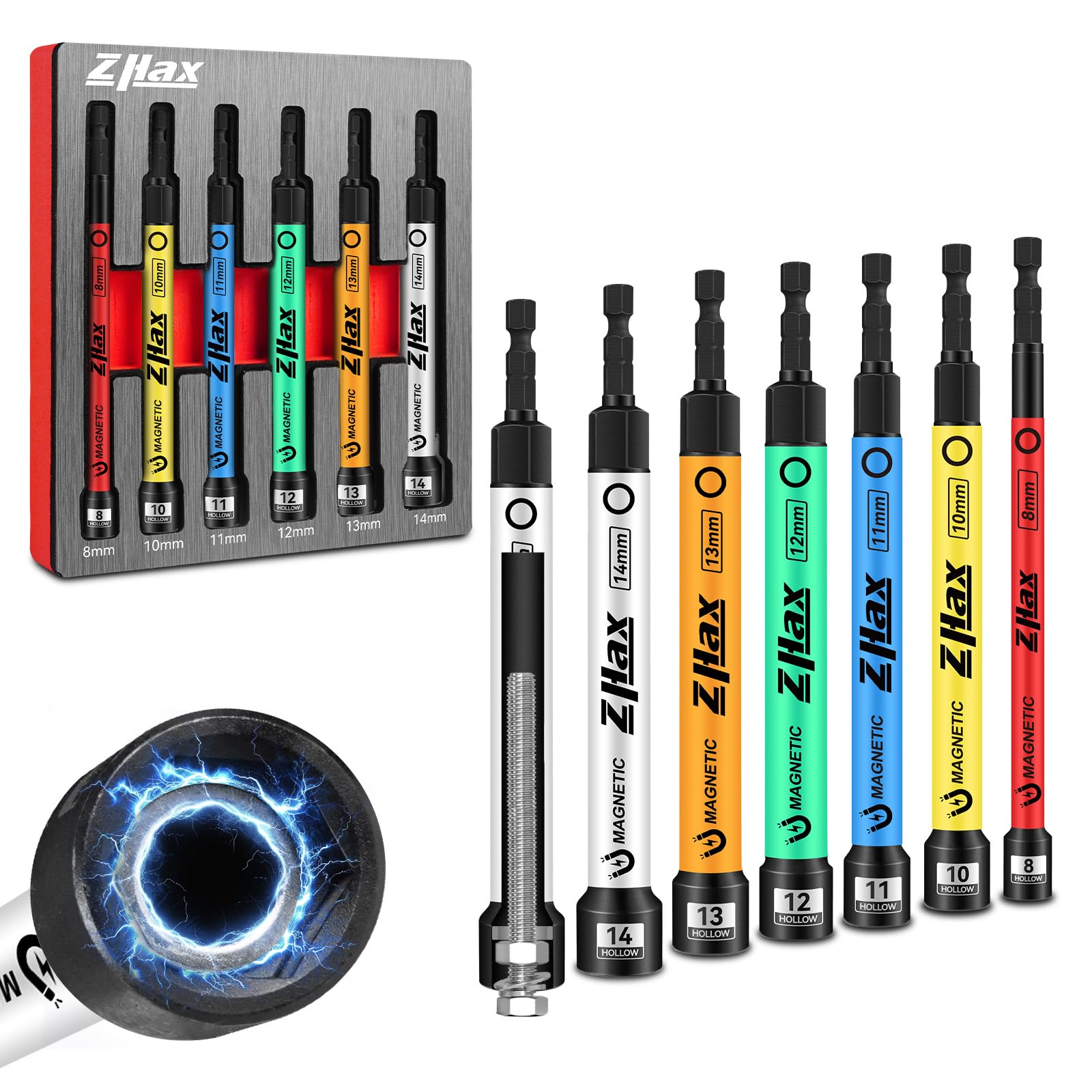 Écrous magnétiques pour perceuse embouts hexagonaux 6,35mm tournevis à choc 8-14mm