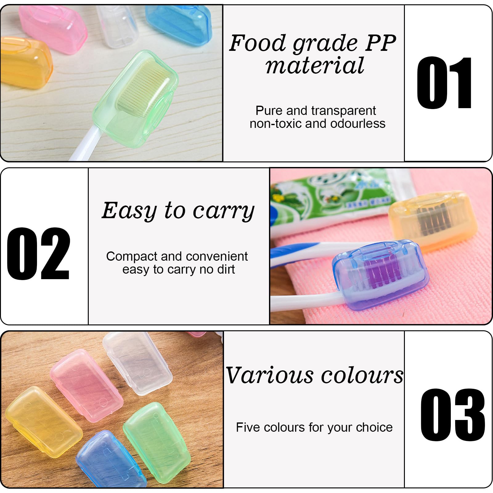 Roucerlin 100 Packs Toothbrush Covers Cap, Portable Travel Toothbrush Head Cover - Image 3
