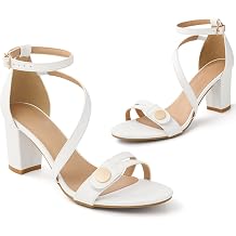 Ecetana Block Heels for Women Comfortable 3" Stable Open Toe Chunky Heel Sandals with Ankle Strap & Cushioned Insole - Dressy Shoes for Wedding Prom Bride