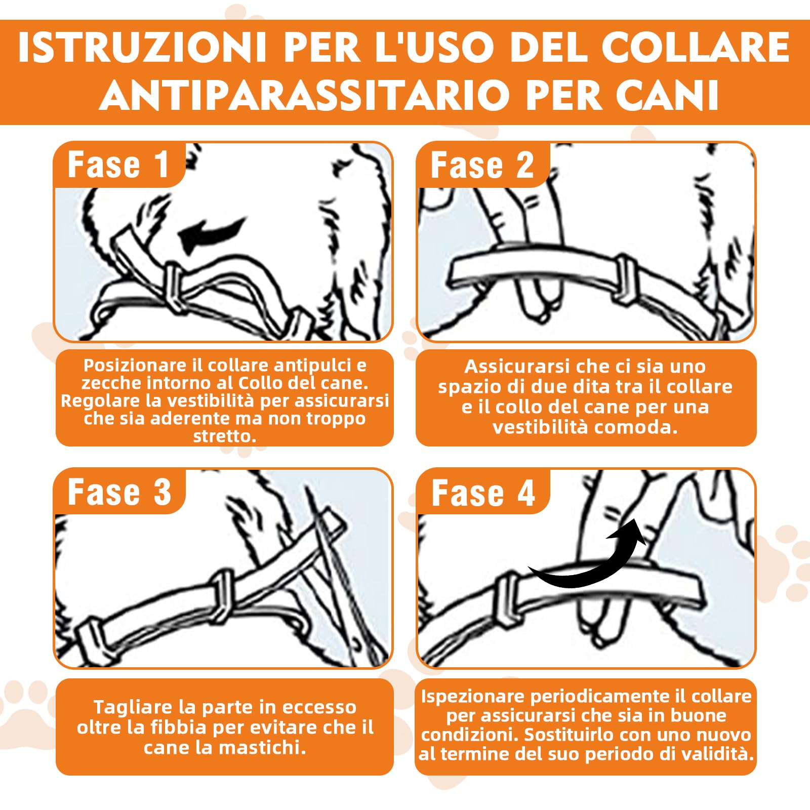 Collare Antiparassitario per Cani, Regolabile e Impermeabile con Protezione Naturale, 65cm Adatto a Tutte le Taglie, Protezione Efficace per 12 Mesi (1 Pack)